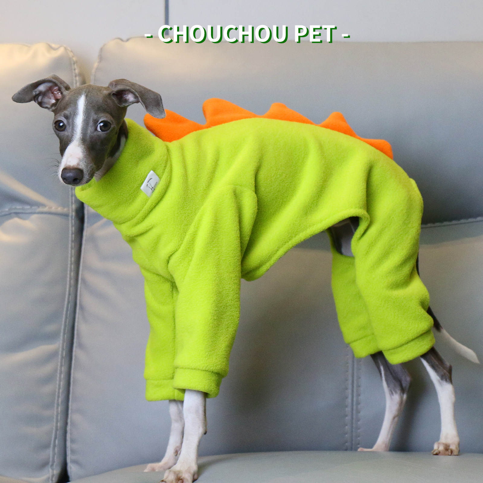 V888-ELOSUNG33653-202507020952-00 XXXL Adorable Dinosaur Fleece Dog Jumpsuit - Warm Winter Pajamas for Whippets & Italian Greyhounds - Image 1