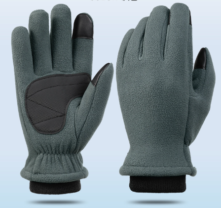 V888-ELOSUNG33665-202507021026-00 XL Grey Winter Fleece Touchscreen Gloves - Warm & Water-Repellent for Cycling & Outdoor Sports - Image 1