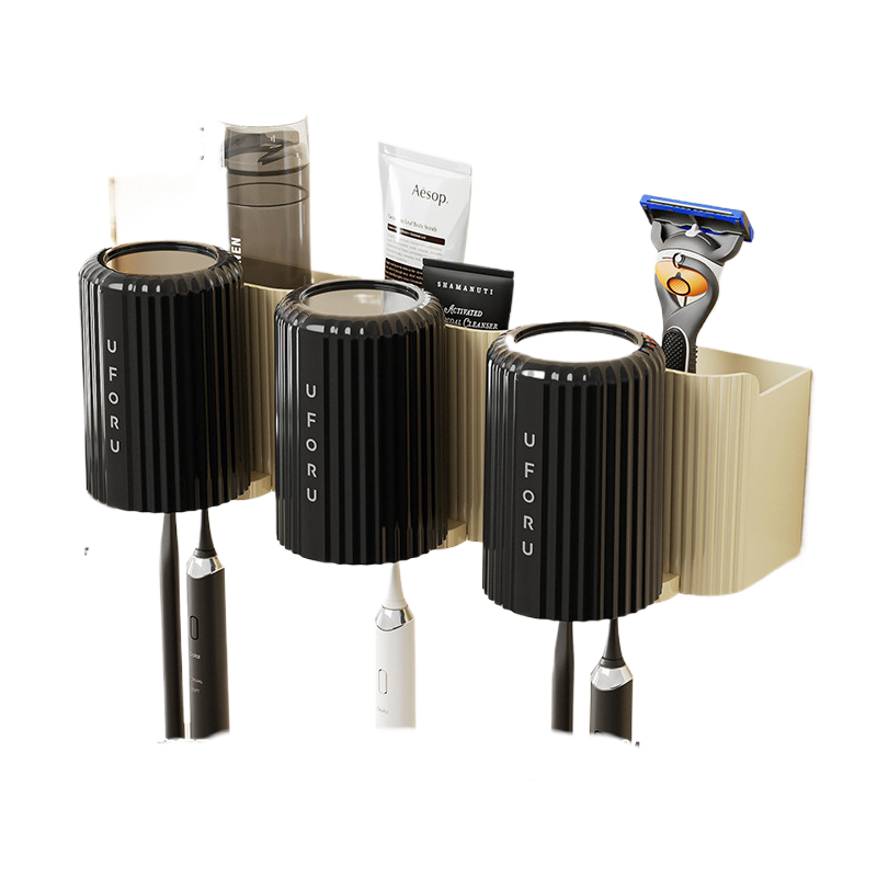 V888-ELOSUNG337-200126-00 Cream white tooth brush holder (set of 3) 20cm * 11.5cm * 11cm - Image 1