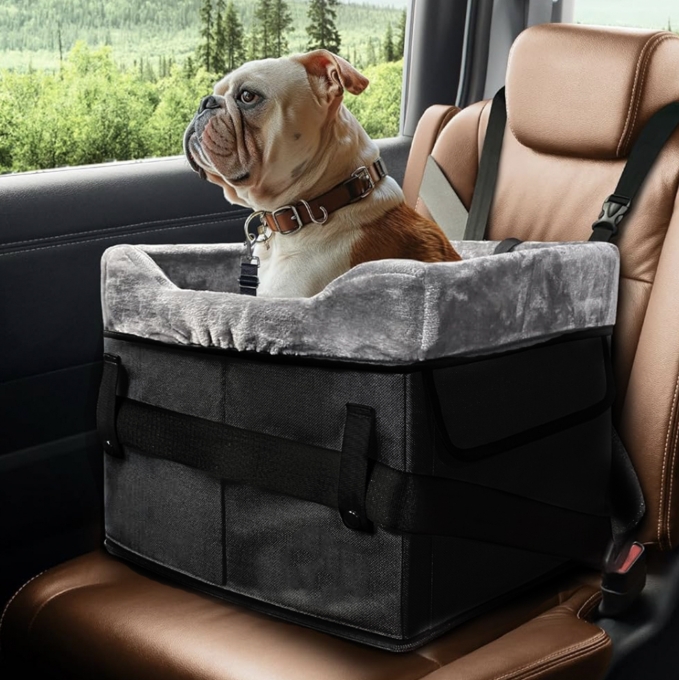 V888-ELOSUNG34269-202506241207-00 Black Car Pet Pad - Portable Dog Booster Seat for Safe and Comfortable Travel - Image 1