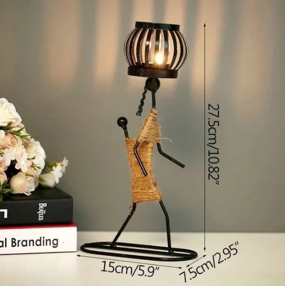 V888-ELOSUNG34292-202506300953-00 Creative Iron Girl Candle Holder for Nordic Restaurant Table Decorations and Bar Counter Accessories(Style E) - Image 1