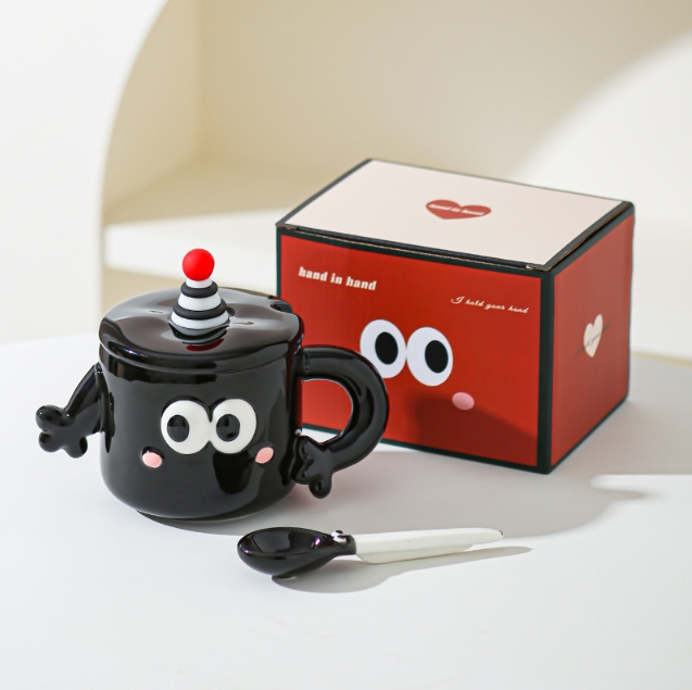 V888-ELOSUNG34301-202506301026-00 Black Quirky Ceramic Couples Mug Set - Fun and Unique Gift for Weddings and Special Occasions - Image 1