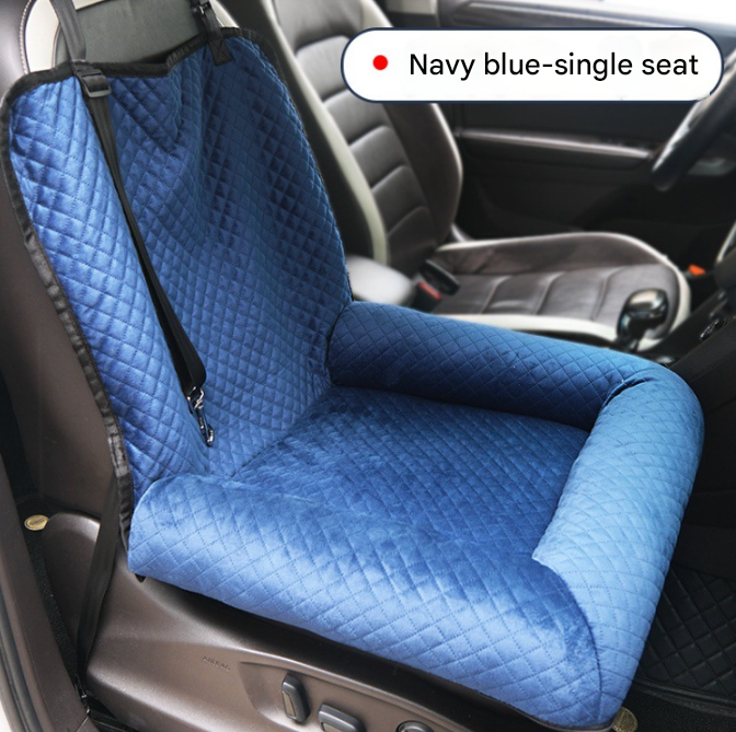 V888-ELOSUNG34332-202506301110-00 Navy blue Plush Dog Car Booster Seat - 2-in-1 Travel Bed for Small Dogs with Washable Cover - Image 1