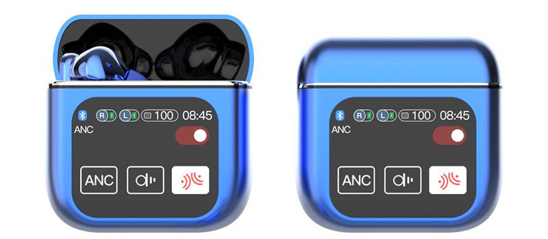 V888-ELOSUNG35047-202506191113-00 TWS Bluetooth Earbuds with 1.9 HD Touch Screen Case - ANC/ENC Noise Reduction(Blue)" - Image 1