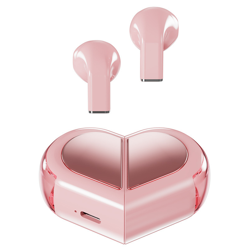 V888-ELOSUNG35049-202506191254-00 Mini True Wireless Bluetooth 5.3 Earbuds - Heart/Capsule Case, Touch Control, Auto-Connect(pink) - Image 1