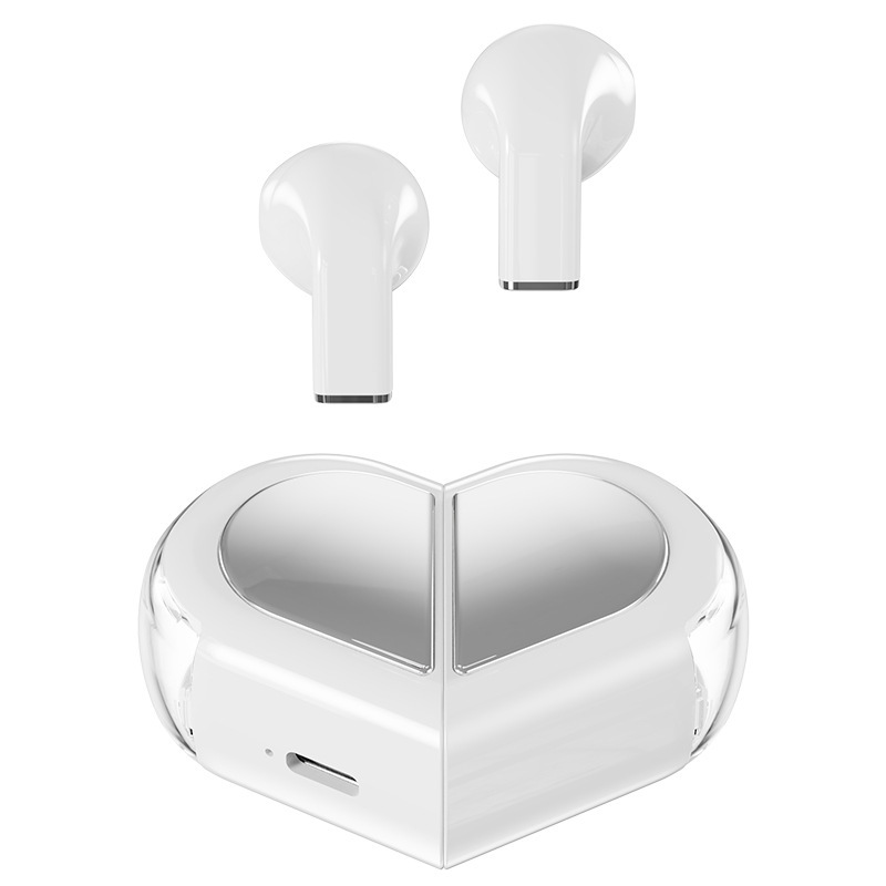 V888-ELOSUNG35051-202506191310-00 Mini True Wireless Bluetooth 5.3 Earbuds - Heart/Capsule Case, Touch Control, Auto-Connect(white) - Image 1