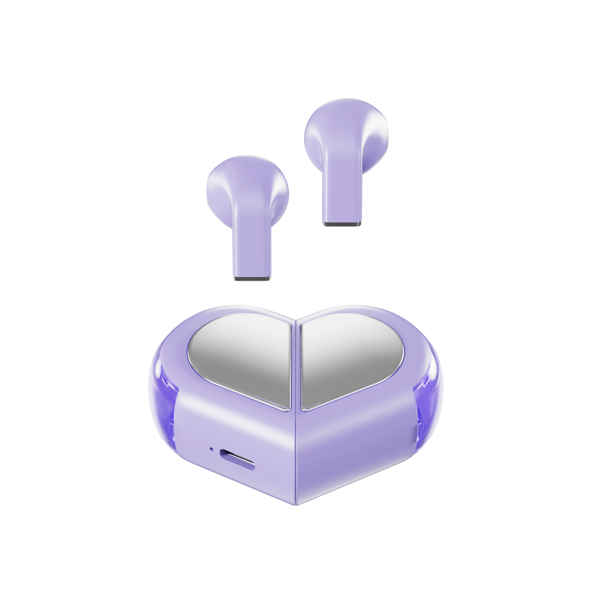 V888-ELOSUNG35052-202506191311-00 Mini True Wireless Bluetooth 5.3 Earbuds - Heart/Capsule Case, Touch Control, Auto-Connect(purple) - Image 1