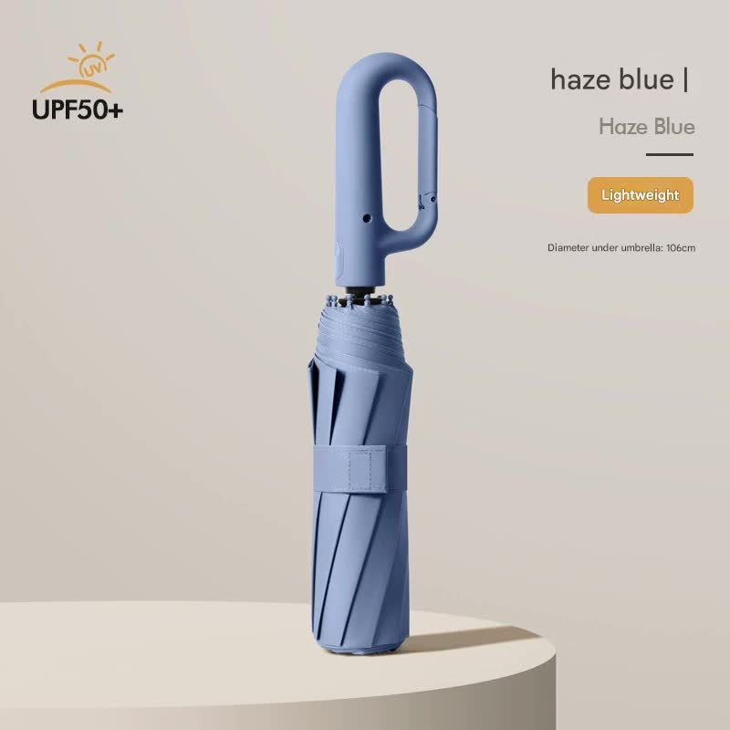 V888-ELOSUNG35169-202506241035-00 Automatic Open/Close Umbrella with UPF50+ Sun Protection - 10-Rib Windproof Design, Carabiner Handle(Blue) - Image 1