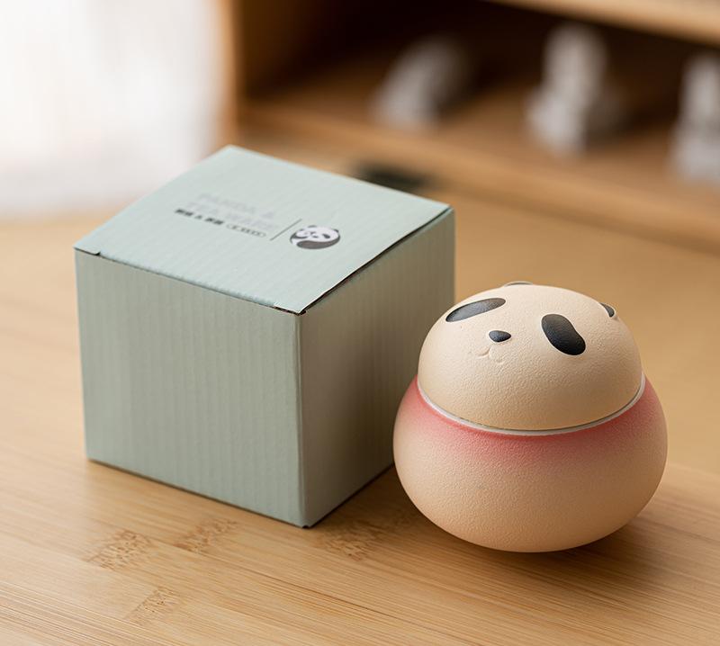 V888-ELOSUNG35225-202506241111-00 Artisanal Animal-Shaped Ceramic Tea Storage Jar with Gift Box - 140ml Capacity, Textured Finish(Gradient Red) - Image 1