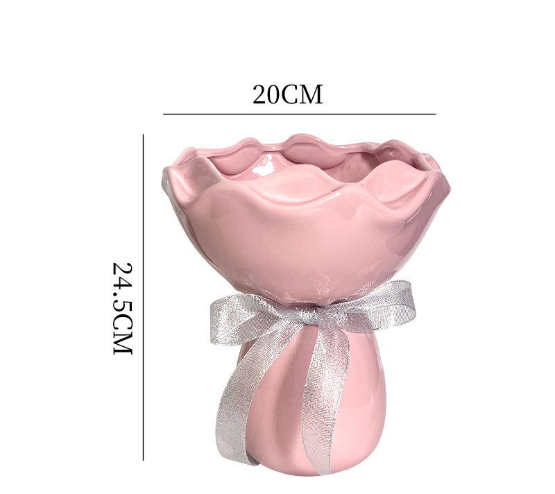 V888-ELOSUNG35249-202506241132-00 Handcrafted Minimalist Ceramic Vase - Artistic Home Decor Centerpiece(pink) - Image 1