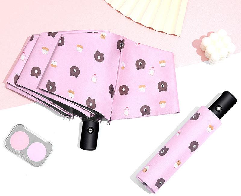 V888-ELOSUNG35279-202506241147-00 Auto Open/Close 8-Rib Sun & Rain Umbrella - 98cm UV Protection Canopy(pink) - Image 1