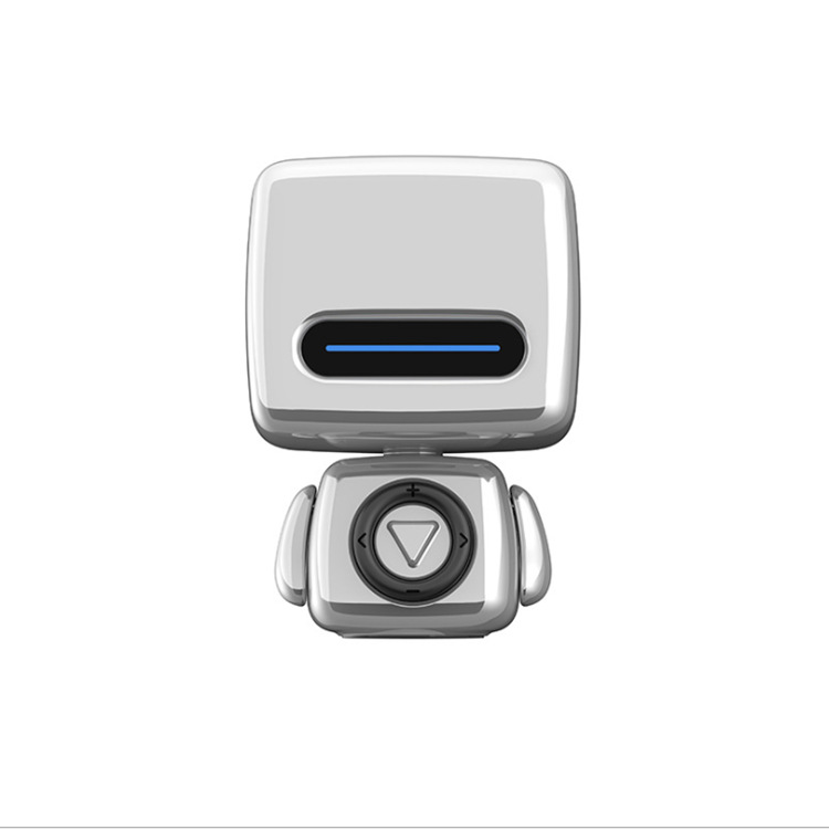 V888-ELOSUNG35386-202506301806-00 Mini Robot Style Bluetooth Speaker - Portable, 8-9 Hr Playtime, Built-in Mic & Lanyard(Silver Gray) - Image 1