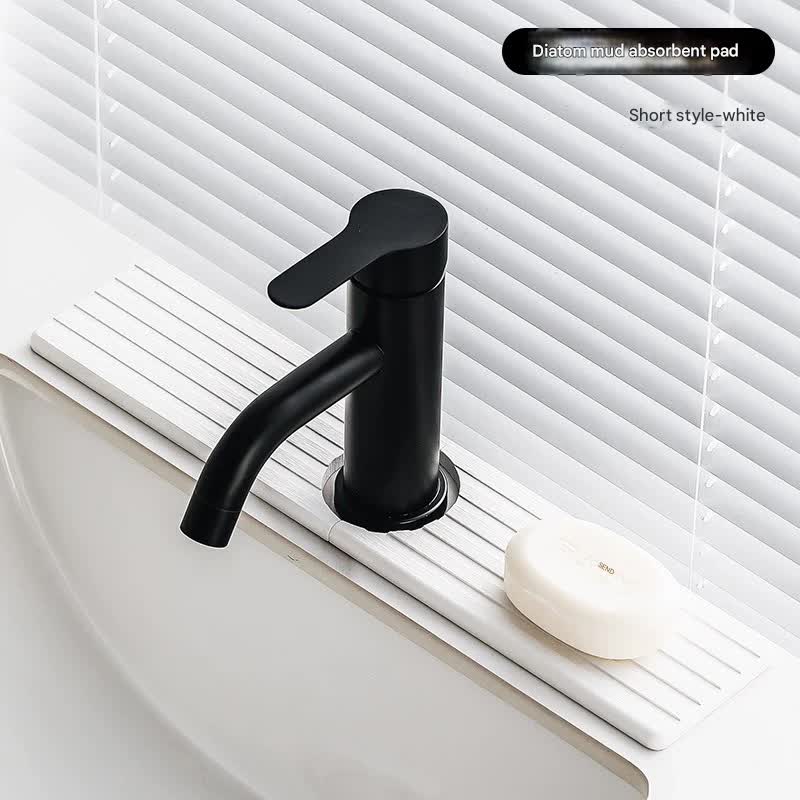 V888-ELOSUNG35398-202506301016-00 Diatom Mud Faucet Splash Guard & Absorbent Mat - Quick Dry, Non-Slip Sink Organizer(white) - Image 1