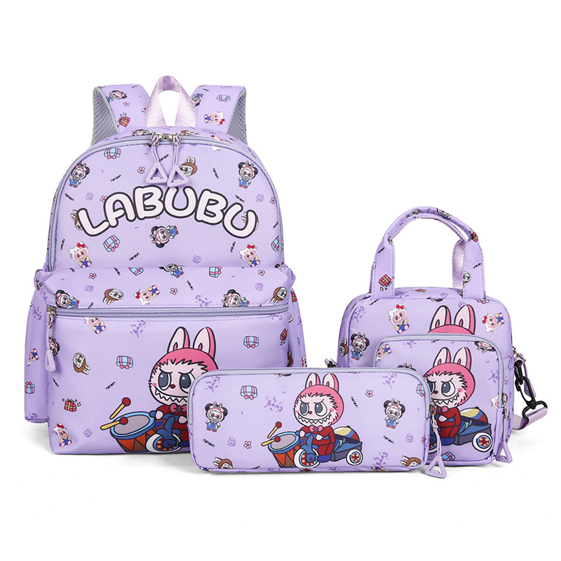 V888-ELOSUNG35528-202507021035-00 Kids Cartoon Character 3-Piece Backpack Set - Lightweight School Bag with Lunch Bag & Pencil Case(Purple) - Image 1