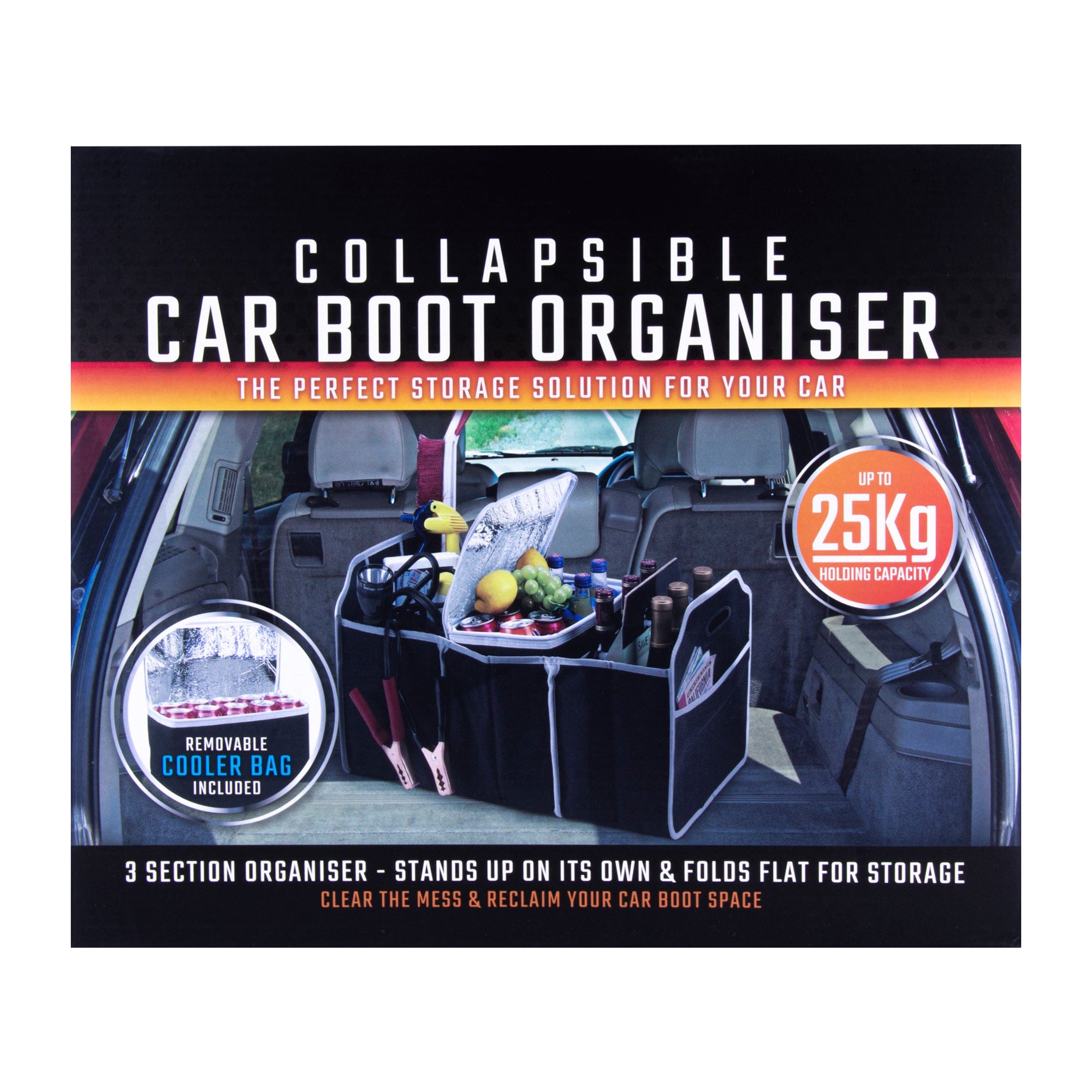 V915-AU0004-204078-00 Collapsible Car Trunk Organiser with Cooler Bag - Image 1