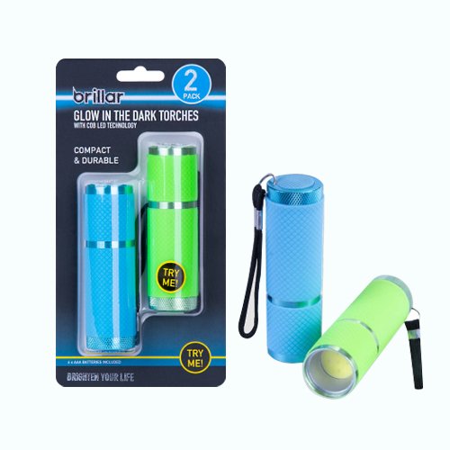 V915-BR0036-203007-00 Duo - 2 Pack Glow-in-the-Dark Flashlights - Image 1