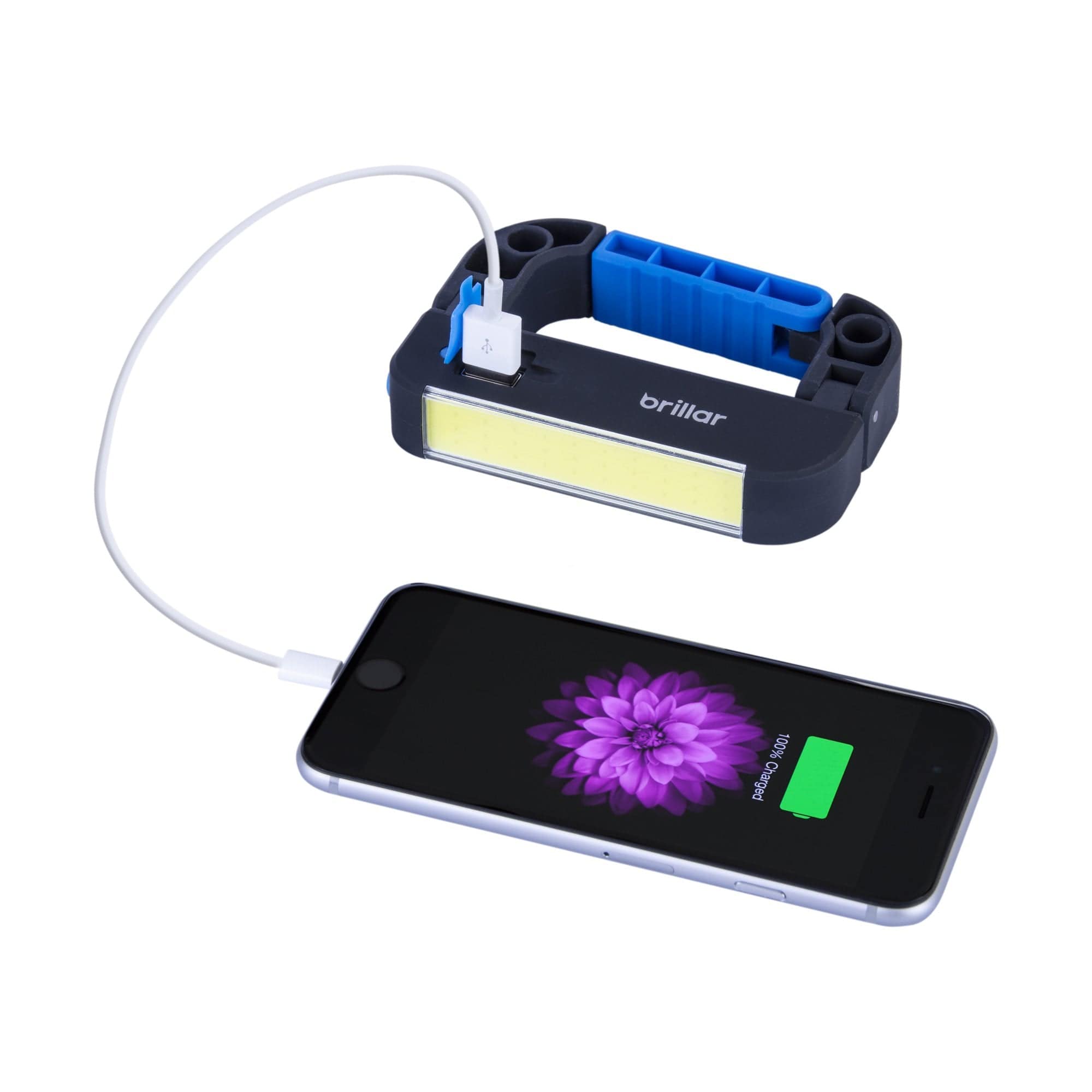 V915-BR0043-BL-204054-00 Brillar Powerbank Carabiner Torch 2200mAh - Blue - Image 1