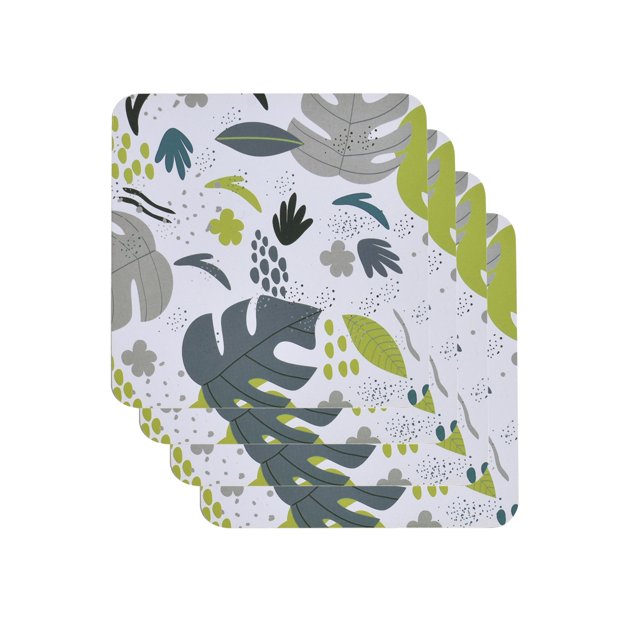 V915-CV0287-203692-00 Clevinger Set of 4 MDF Coasters Monstera - Image 1