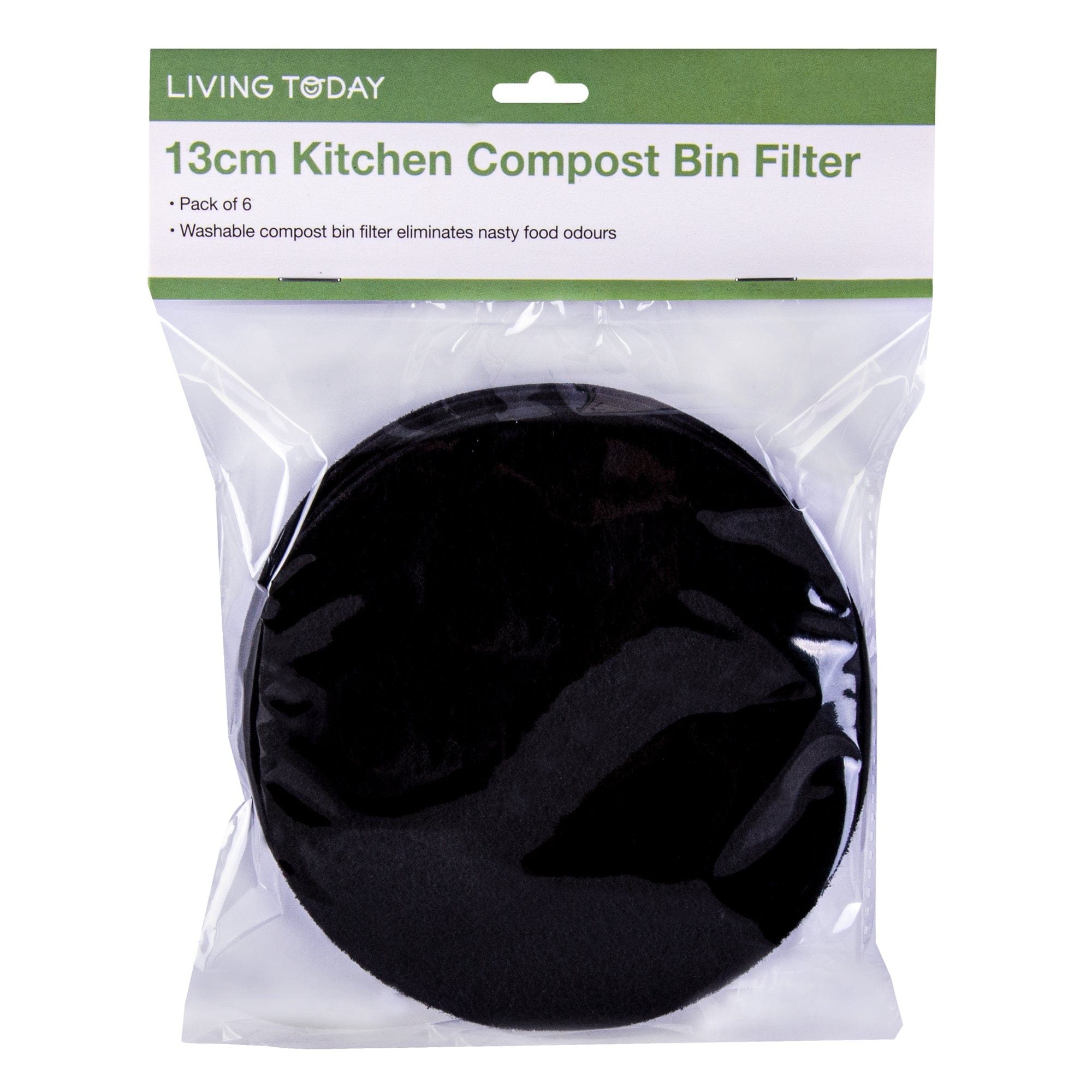 V915-KU0214-203870-00 Living Today 6PC Kitchen Compost Bin Filter 13cm - Image 1