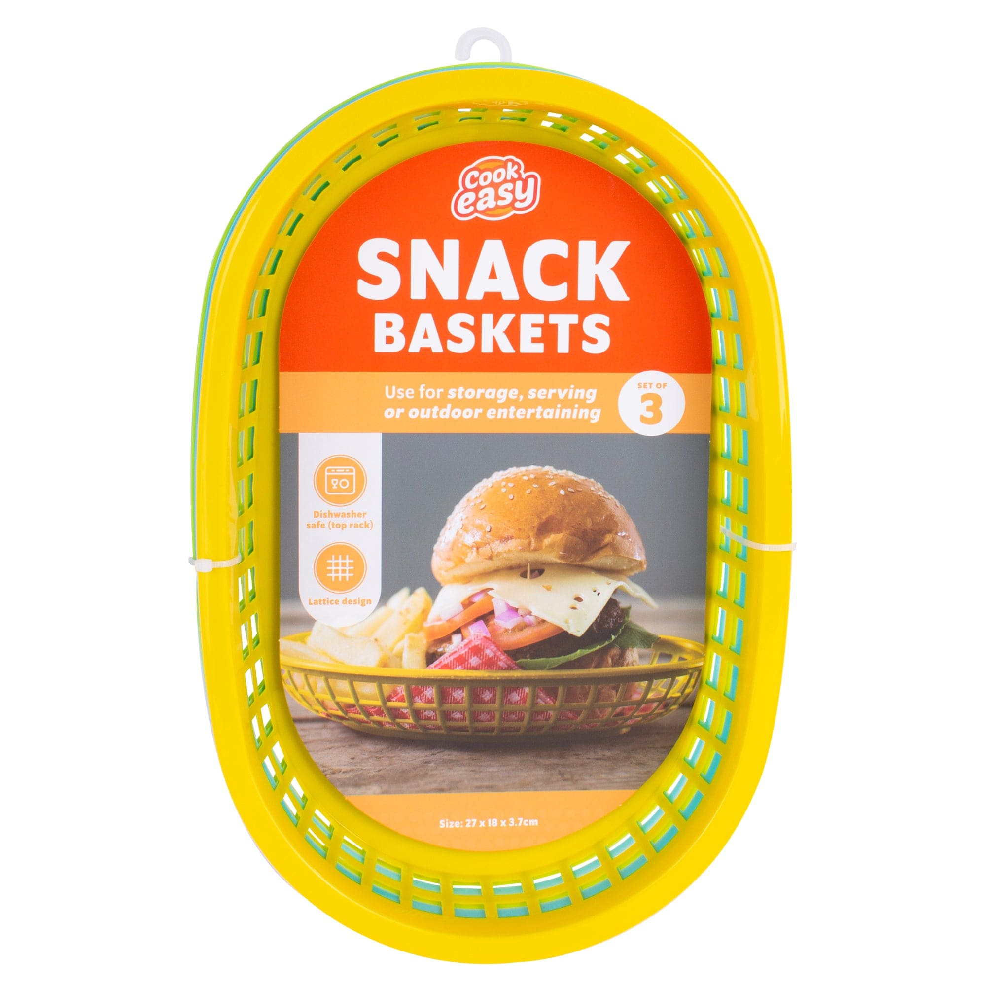 V915-KU0280-203623-00 Cook Easy Set of 3 Oval Plastic Snack Baskets - Image 1