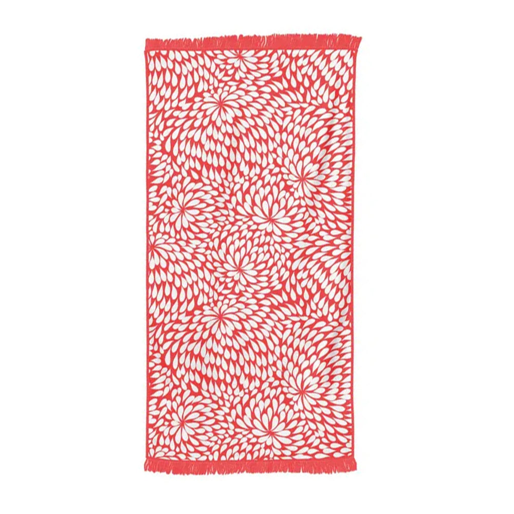 V915-LD0001-RE-203548-00 Rectangular Bath Beach Towel with Tassel -Red - Image 1