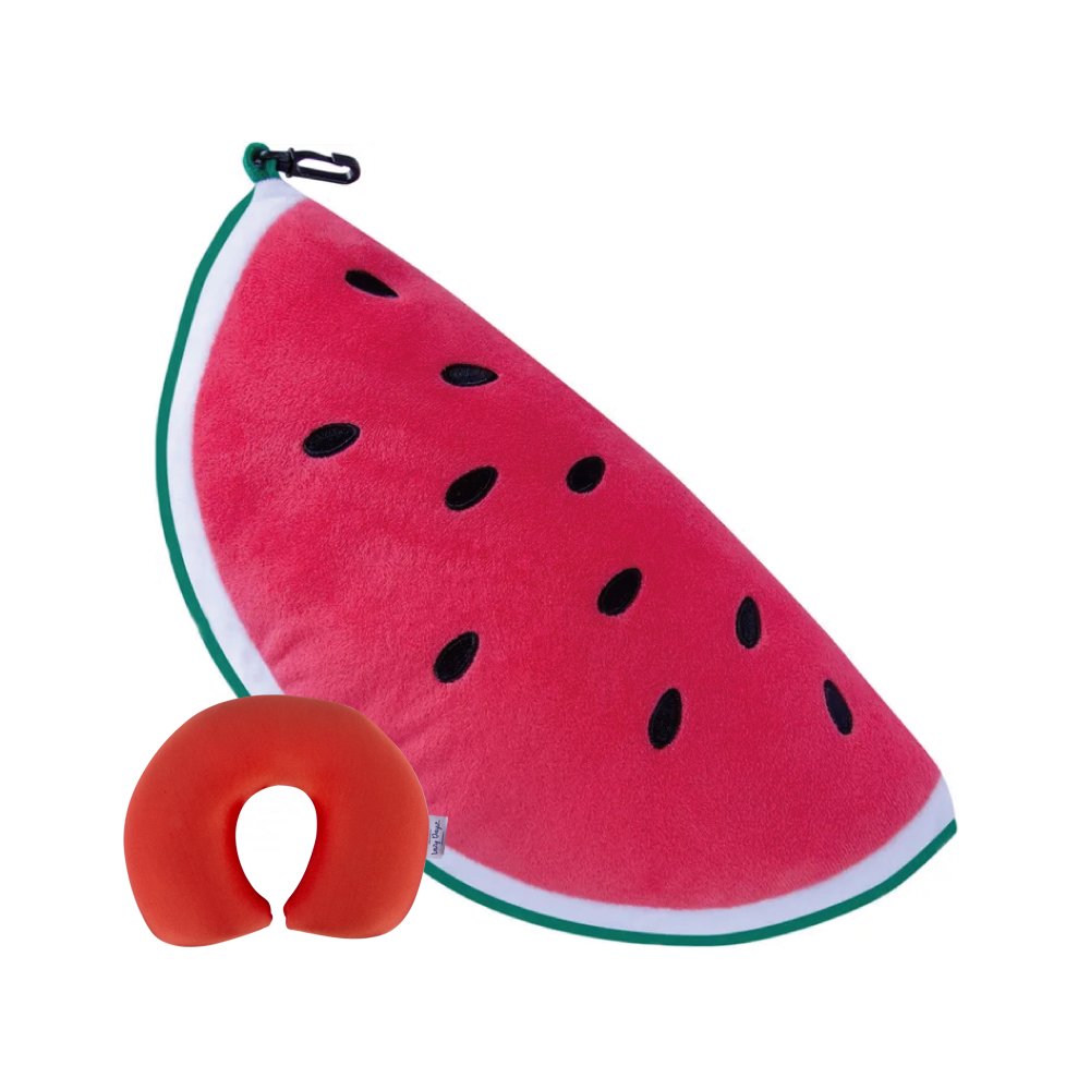 V915-LD0040-WA-203962-00 2 Ways Reversible Microfibre Travel Pillow-Watermelon - Image 1
