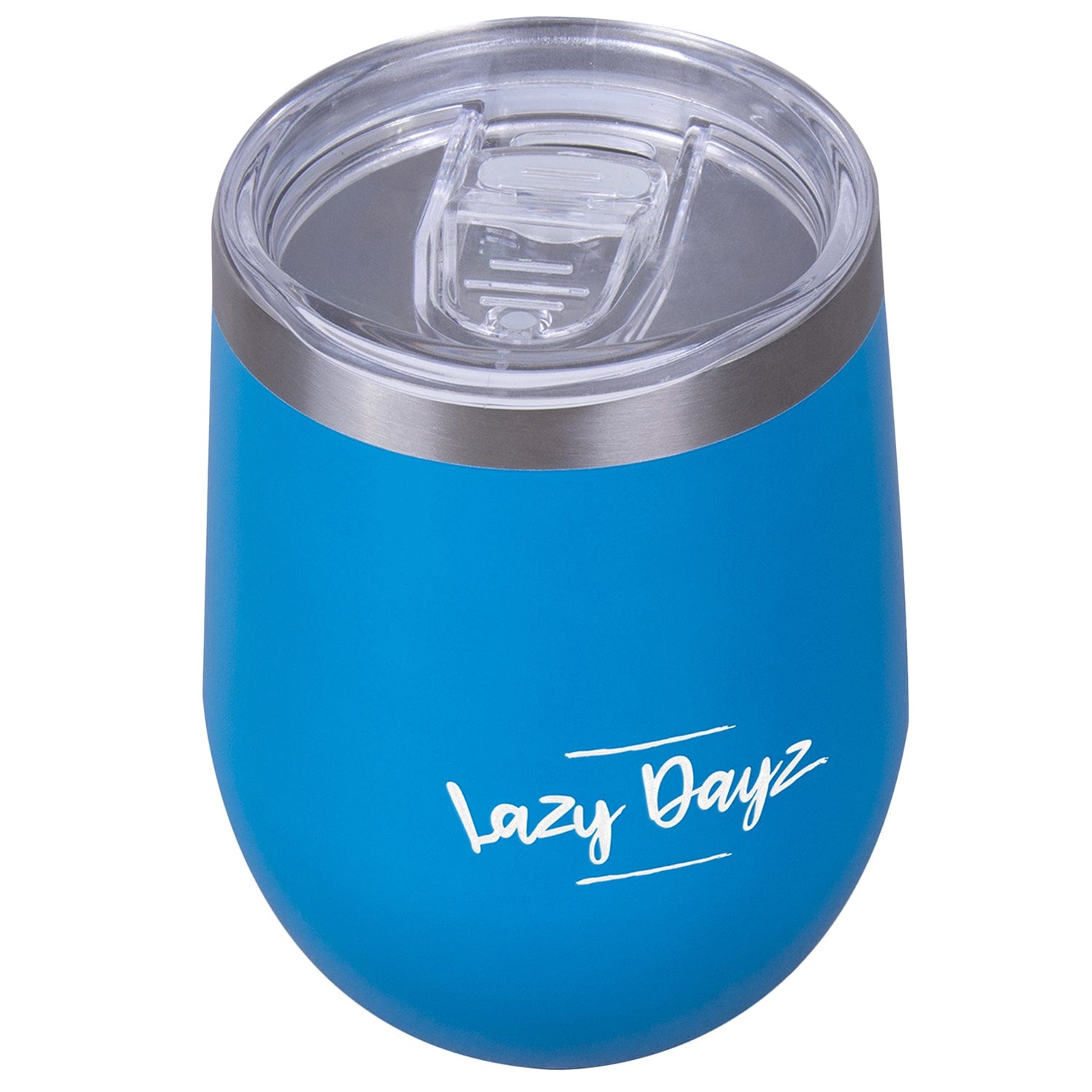 V915-LD0107-BL-204008-05 Lazy Dayz Stemless Wine Cup 350ml - Blue - Image 1