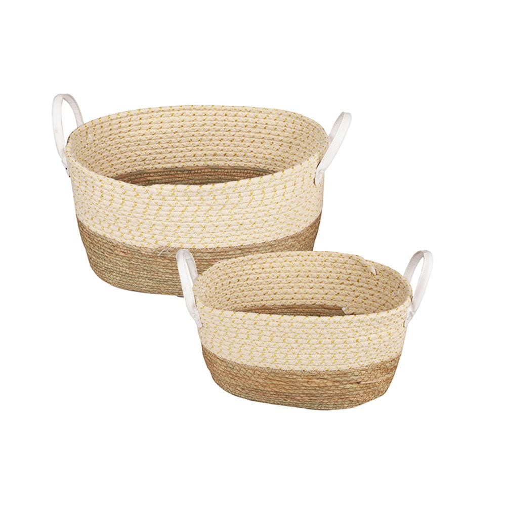 V915-MB0054-204075-00 2 Piece Cotton Rope Stripe Carry Handles Storage Baskets set - Image 1