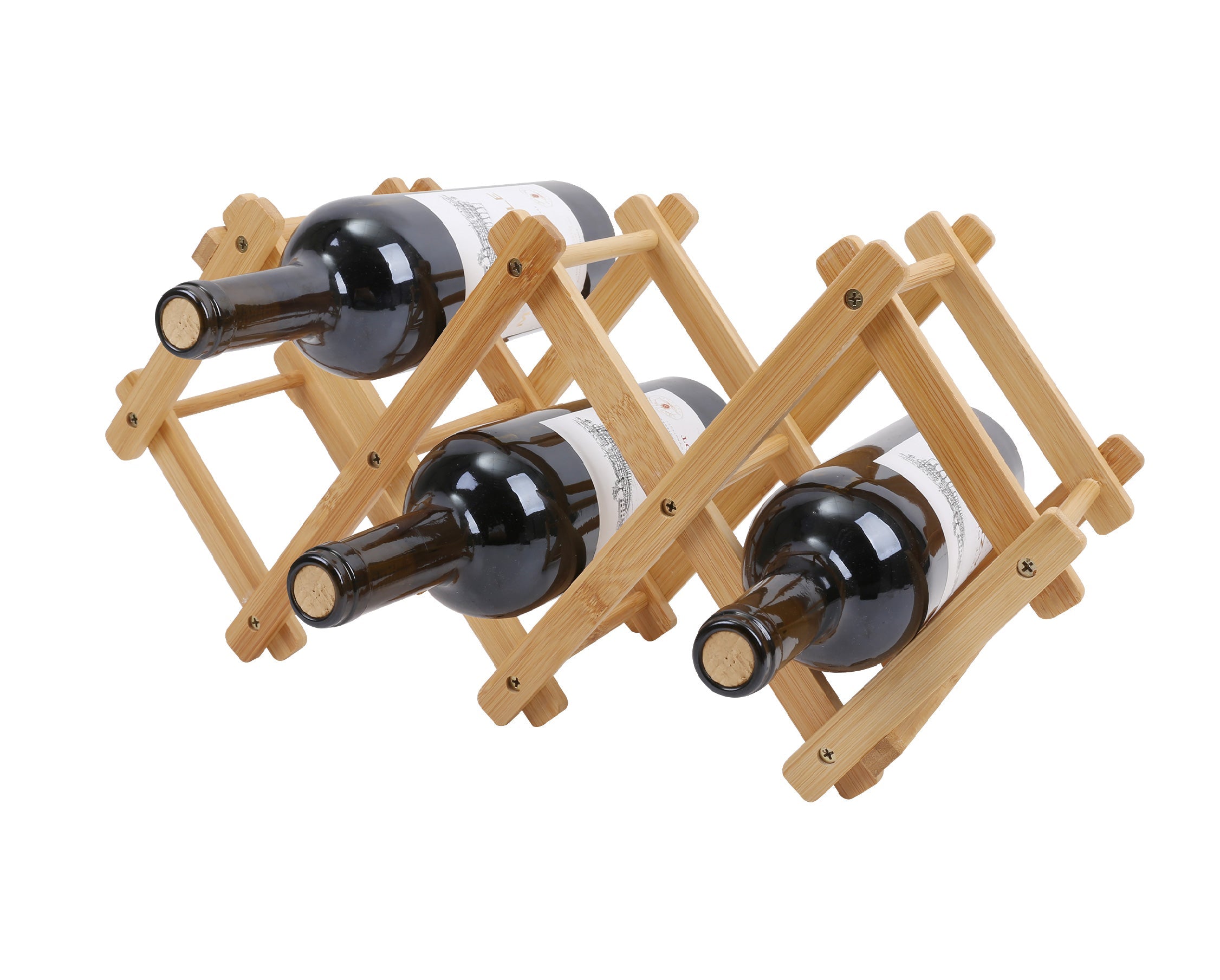 V915-MB0067-204118-00 Bamboo Foldable Wine Bottle Holder - Image 1