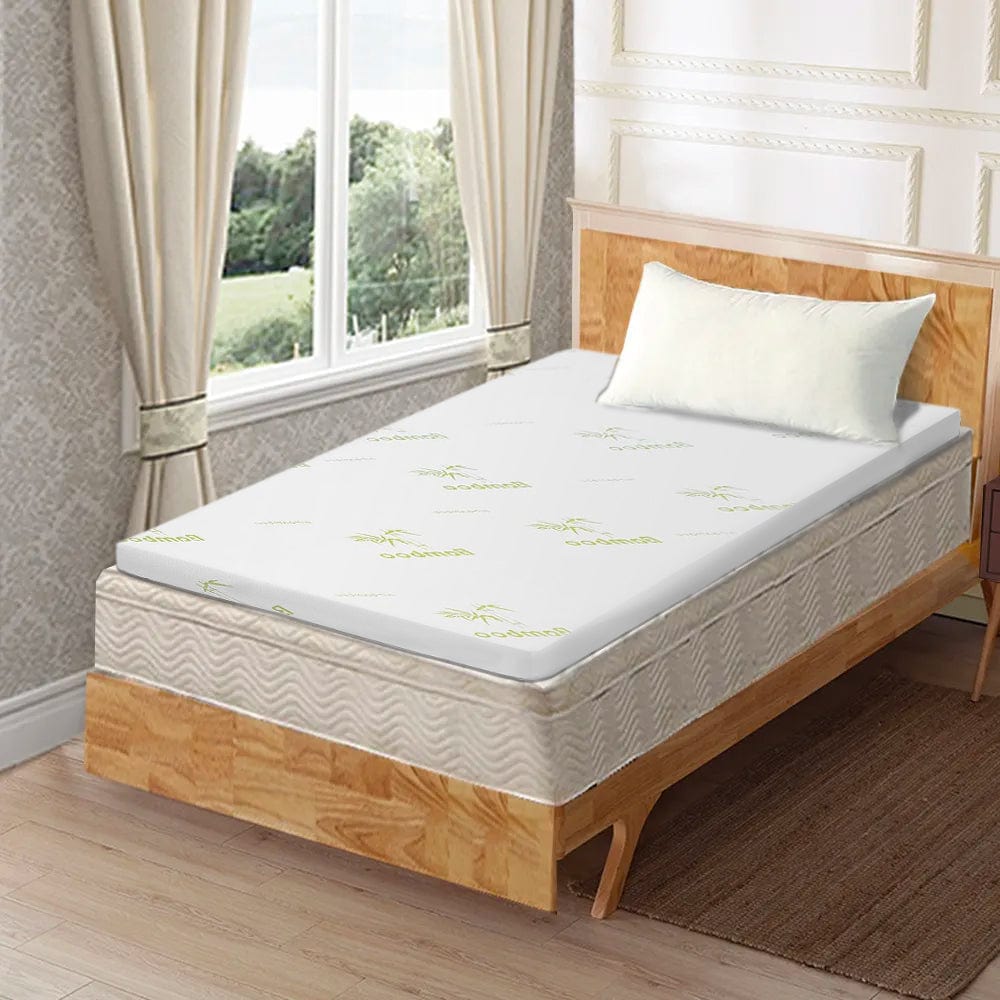 V915-MB0100-203913-00 8cm Memory Foam Mattress Topper with Bamboo Cover - Single Size - Image 1