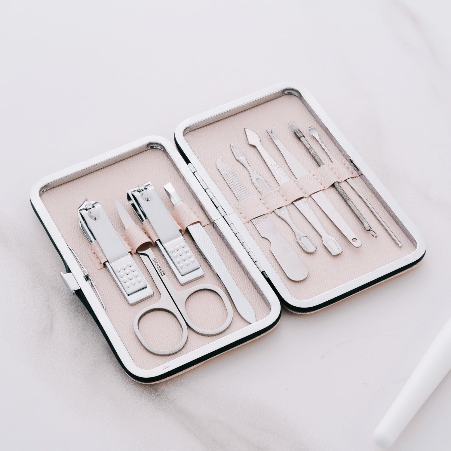 V915-RM0018-203680-00 Remology Stainless Steel 10pc Manicure Set Silver - Image 1
