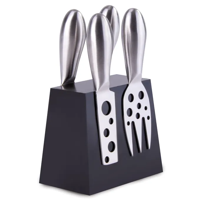 V915-TB0004-203911-00 Clevinger Hobson 4 Piece Stainless Steel Cheese Knife Set With Magnetic Block - Image 1
