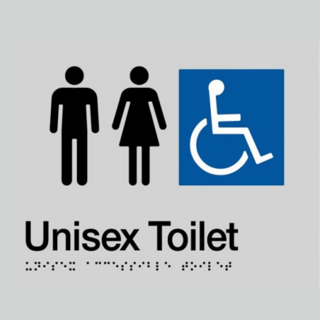 V959-DTBS0008-202507030920-00 Unisex Toilet Braille Sign Silver/Black - Image 1