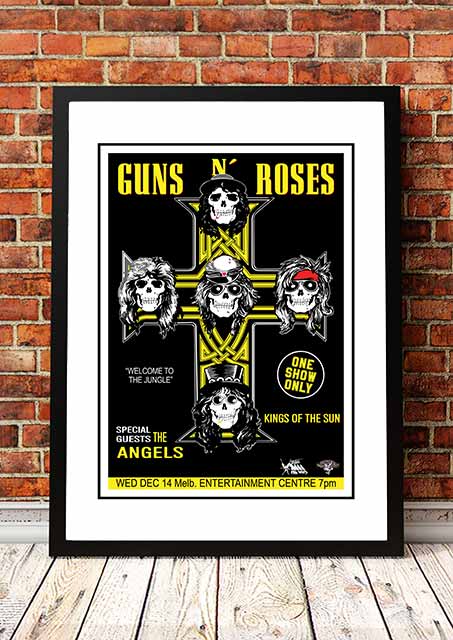 V967-A30436-A3-223758-00 Guns N' Roses 'Melbourne Entertainment Centre' Melbourne, Australian Tour Poster 1988 - Framed A3 - Image 1