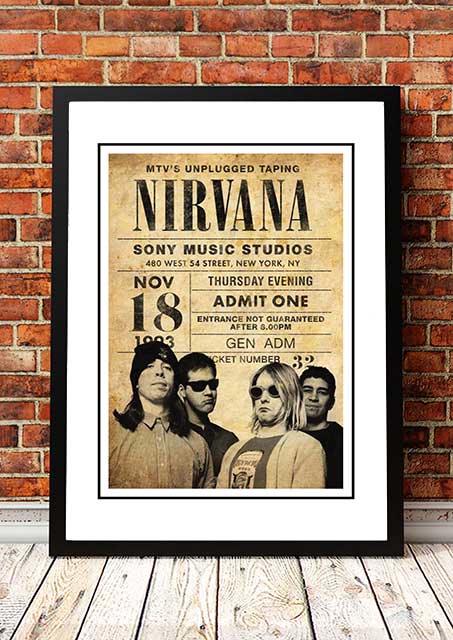 V967-SS0460-A3-202504150927-00 Nirvana ‘MTV Unplugged’ New York, USA Pop Art Print 1993 - Framed A3 - Image 1