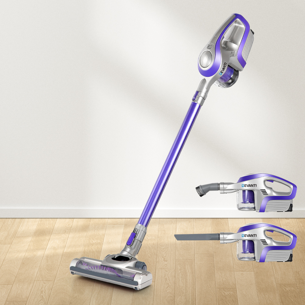 VAC-CL-150-GY-PP-12334-07 Devanti Stick Vacuum Cleaner Bagless Cordless 150W Purple - Image 1