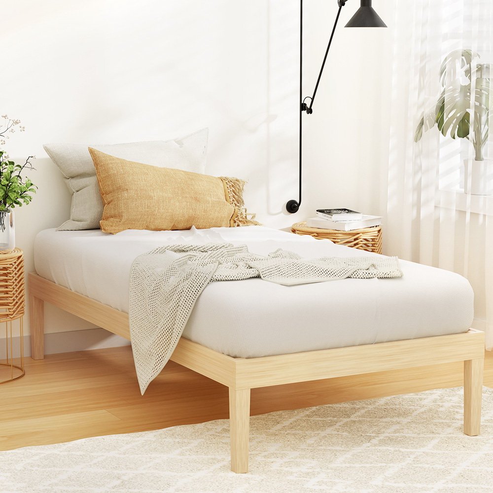 WBED-BRUNO-S-WD-139246-06 Artiss Bed Frame Single Size Wooden Base Mattress Platform Timber Pine BRUNO - Image 1