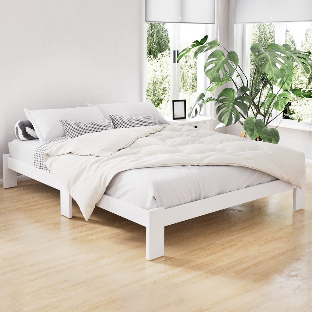 WBED-C-040D-137-AB-13914-07 Artiss Bed Frame Double Size Wooden White JADE - Image 1