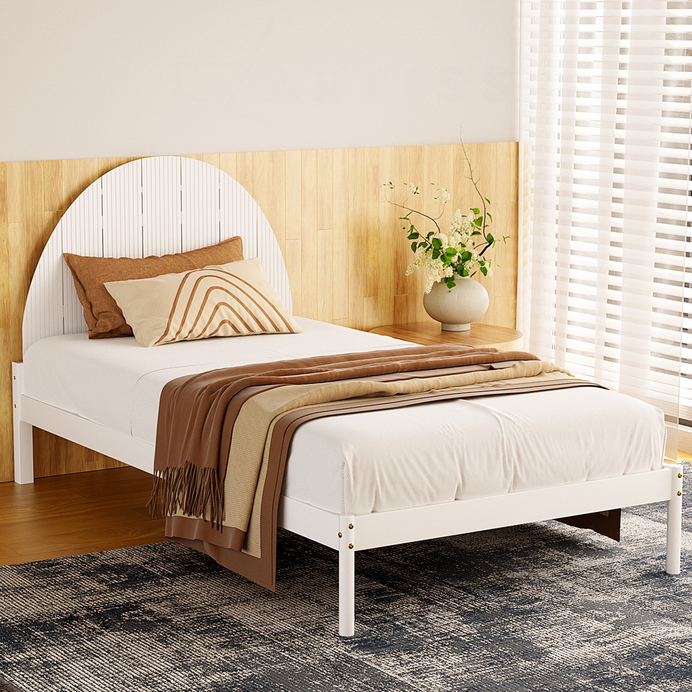 WBED-DALY-KS-WH-AB-189494-06 Artiss Bed Frame King Single Size Wooden White DALY - Image 1