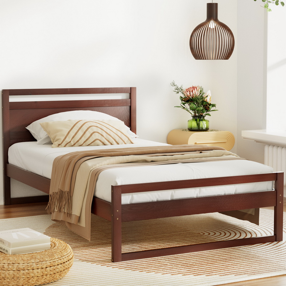 WBED-WITTON-KS-WAL-AB-150734-06 Artiss Bed Frame King Single Size Wooden Walnut WITTON - Image 1