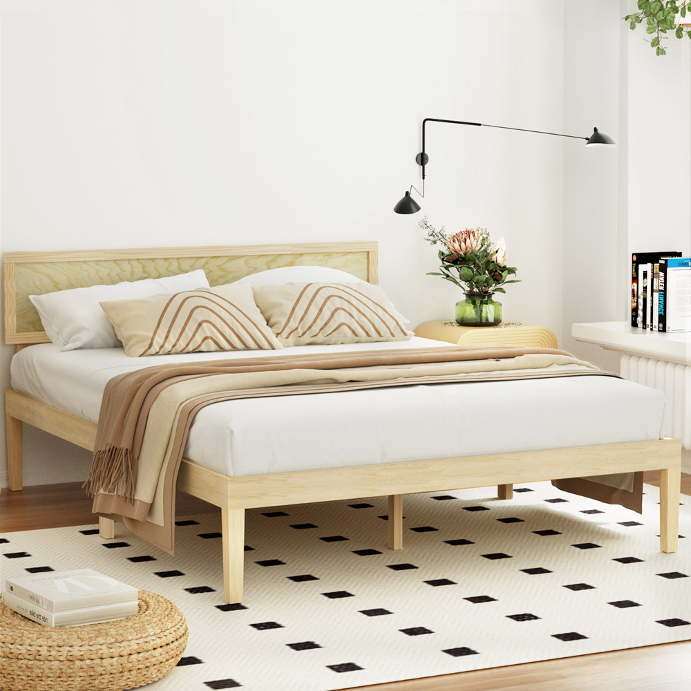WBED-YUMI-D-WD-AB-139241-06 Artiss Bed Frame Double Size Wooden Base Mattress Platform Timber Pine YUMI - Image 1