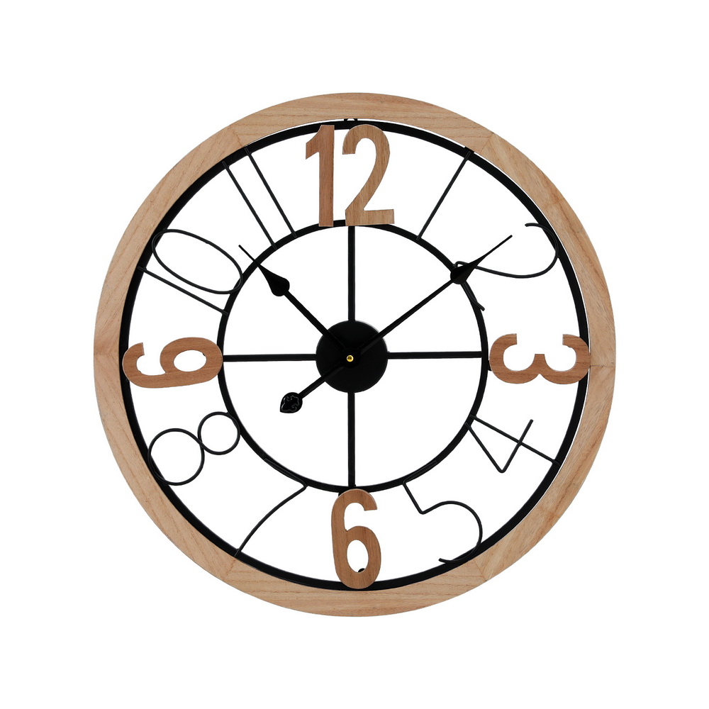 WC-60-BK-PE-187636-00 Artiss 60CM Wall Clock Wooden - Image 1