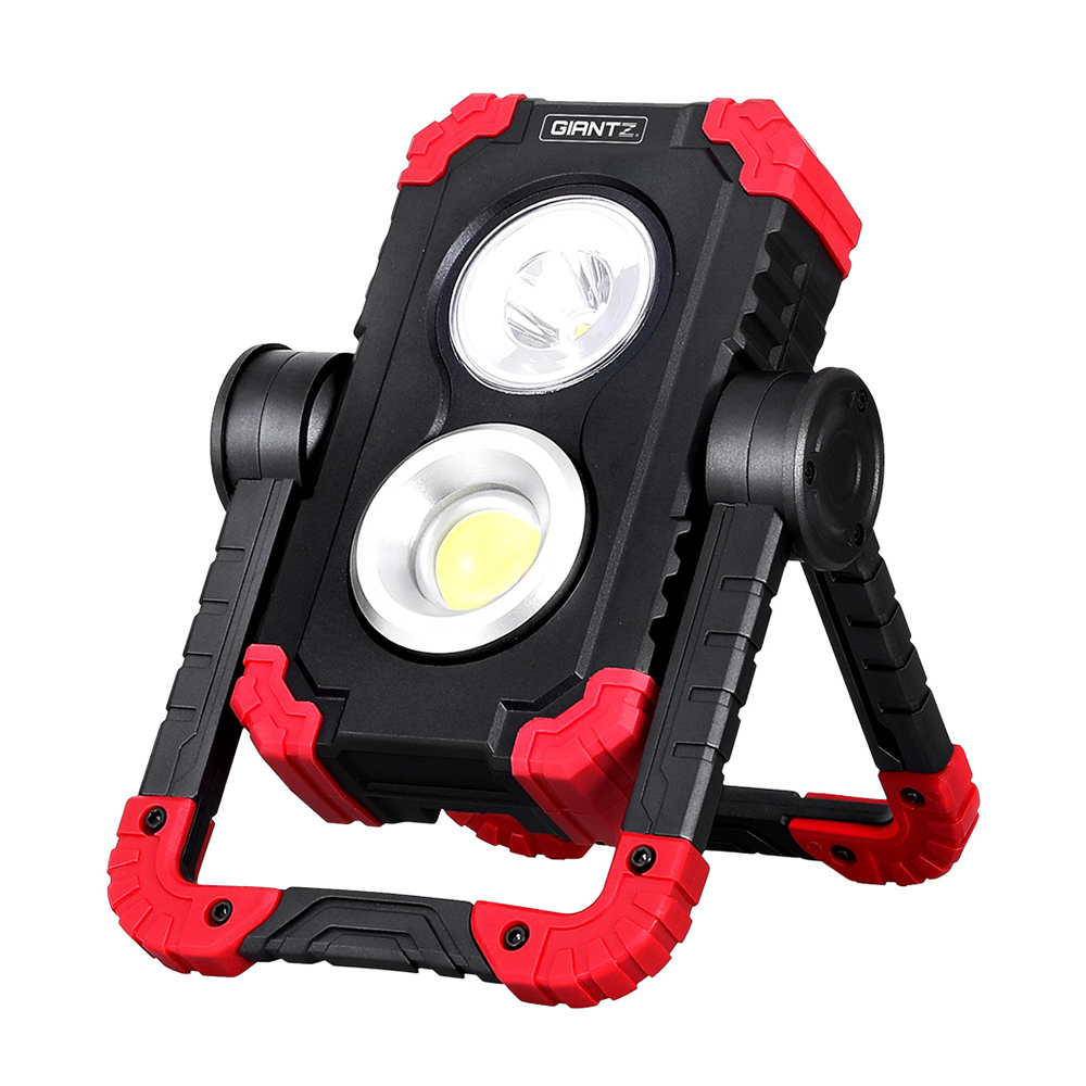 WL-RTG-2LED-SWL-RD-186253-00 Giantz Work Light Rechargeable Torch USB Cordless LED Lamp Rotation Folding - Image 1