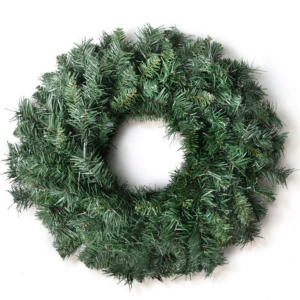 XM-TR-GAR-24-GR-00 Jingle Jollys 60cm Christmas Wreath Garland Xmas Decorations Wedding Party - Image 1
