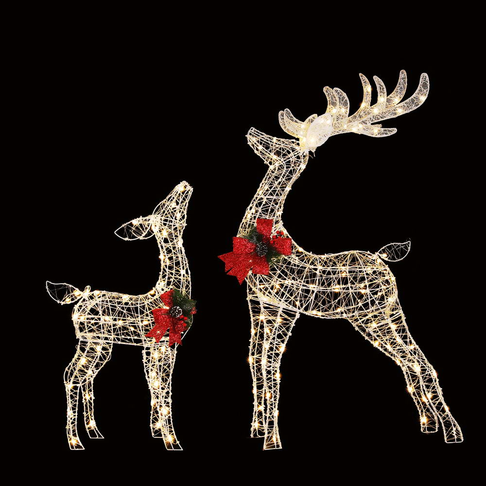 XMAS-MOT-2DEER-WARM-189926-00 2 PCS Christmas Lights 170 LED Fairy Light Reindeer Decorations Jingle Jollys - Image 1