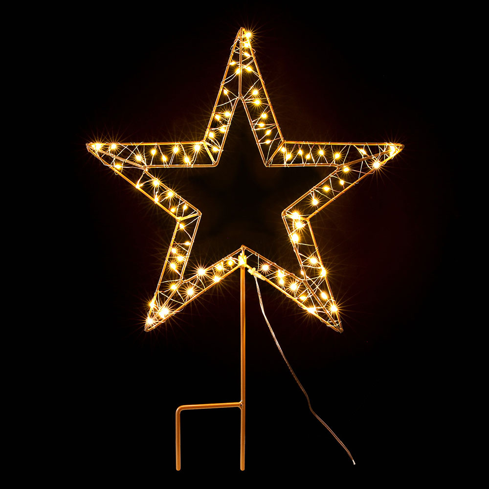 XMAS-MOT-STAR-WARM-190387-00 100 LED Christmas Lights Fairy Light Ground Star Garden Decoration Jingle Jollys - Image 1