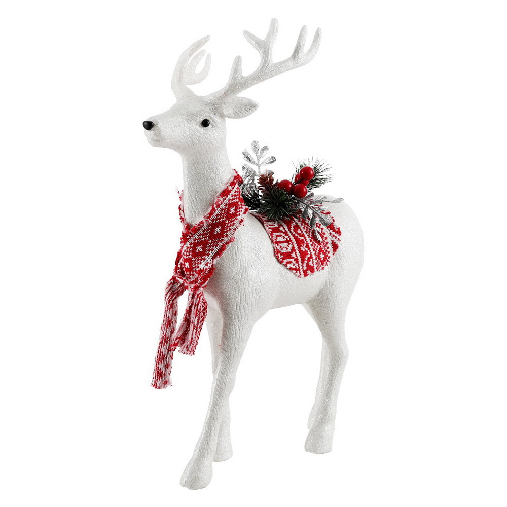 XMAS-REINDEER-S-WH-191749-00 Jingle Jollys Christmas Reindeer 45cm Glitter Deer Ornaments Party Decorations - Image 1