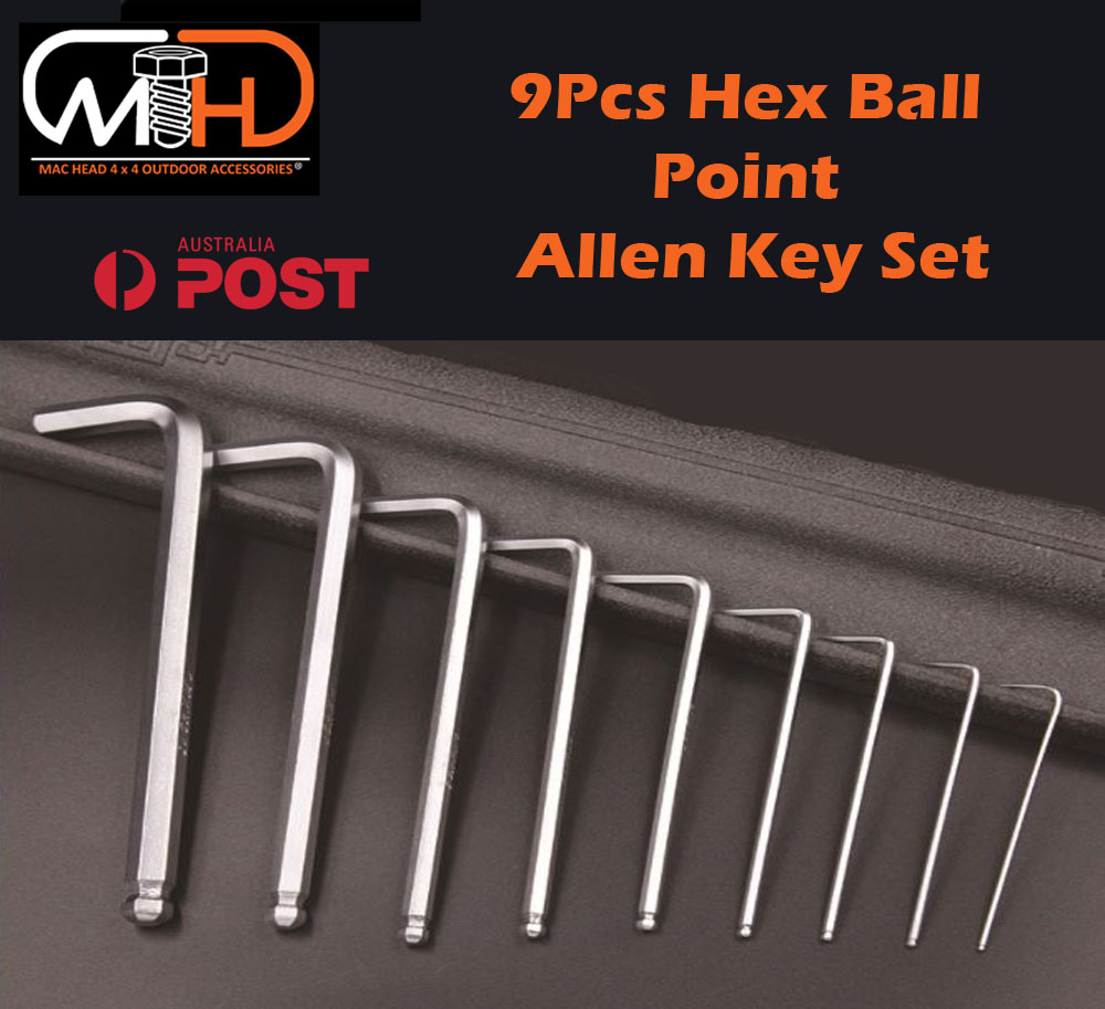 front_hex_ball_4 9pcs LONG Arm Allen Keys Set Metric Ball End Driver Hex Allan Allen Kit - Image 1