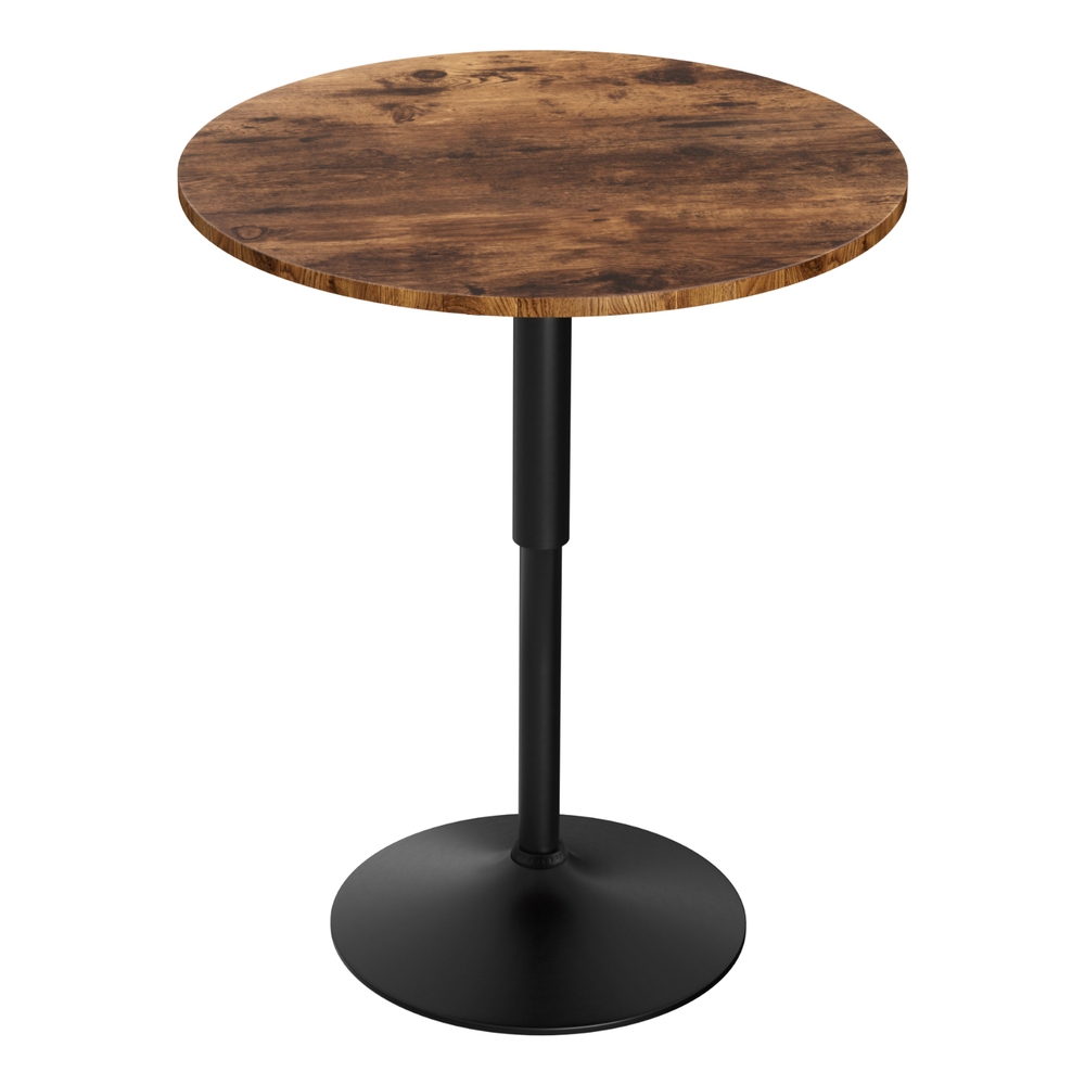 BA-K-TB304-BR-202507161326-00 Artiss Height Adjustable Bar Table 360 Swivel Round Gaslift Design 60cm Rustic Brown Black - Image 1