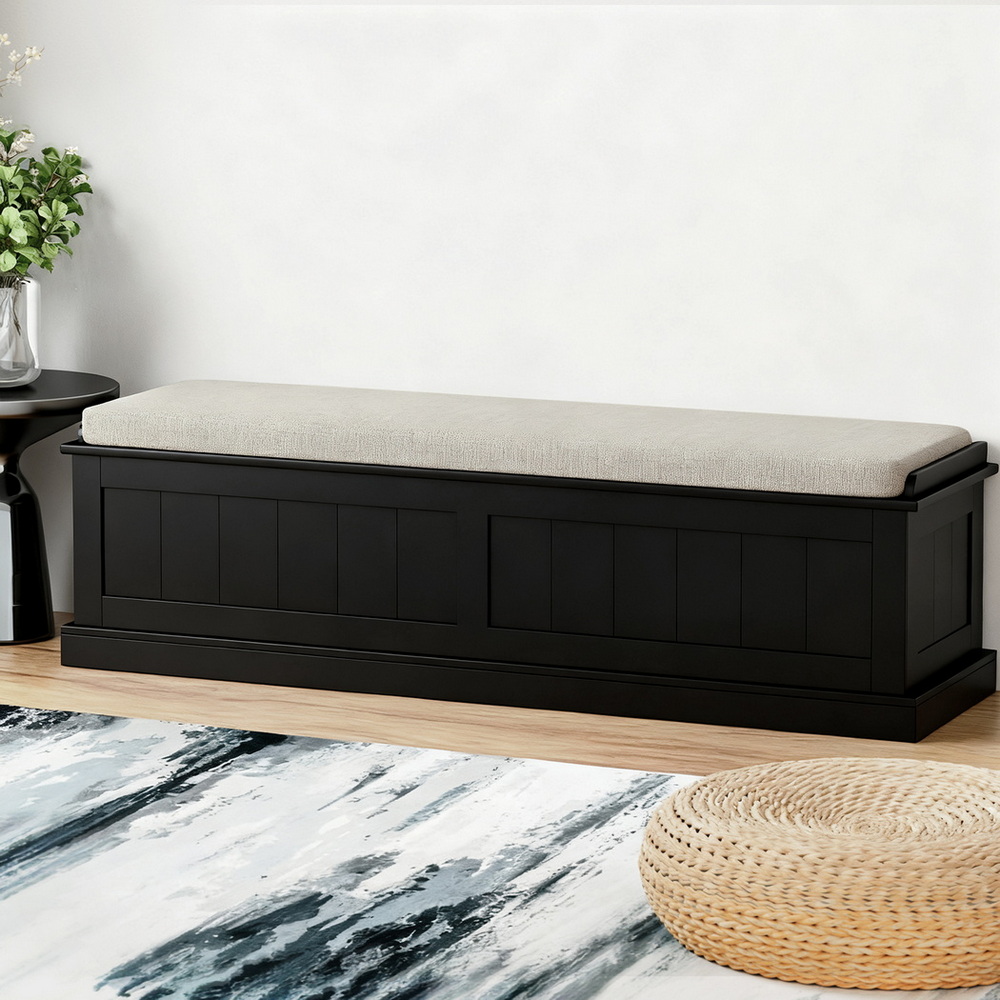 FUR-S-OTM-RTA-03-PB-BK-202509181810-00 Artiss Storage Ottoman Blanket Box 140cm Fluted Black - Image 1